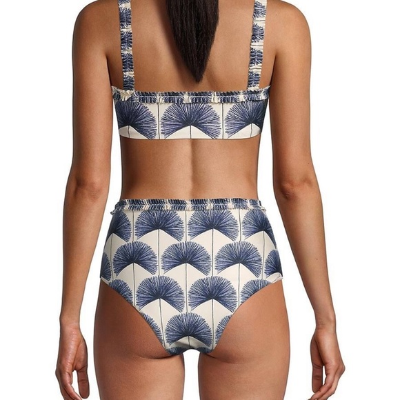 Blue palm leaf high waist bikini set with matching sarong size small never worn - Picture 2 of 9